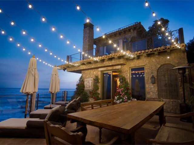 string lighting installation Los Angeles for ocean front home