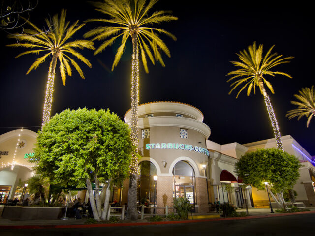 Commercial string lighting installation Los Angeles